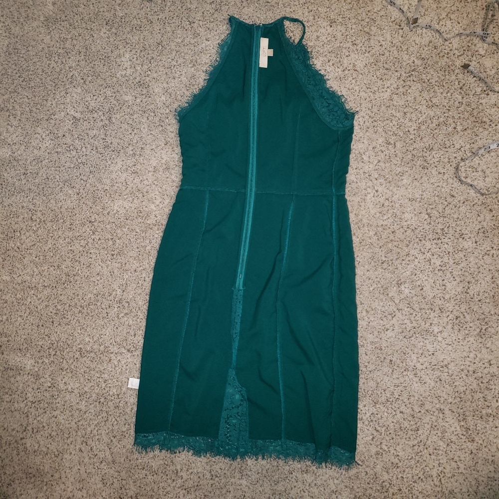 LOFT Lace Green Halter midi dress for special occasions - wedding, party, date - Picture 10 of 11